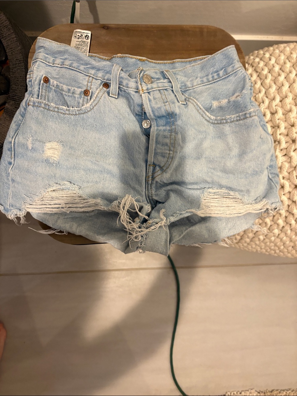 Levi's Light Blue Distressed Cutoff Denim Shorts